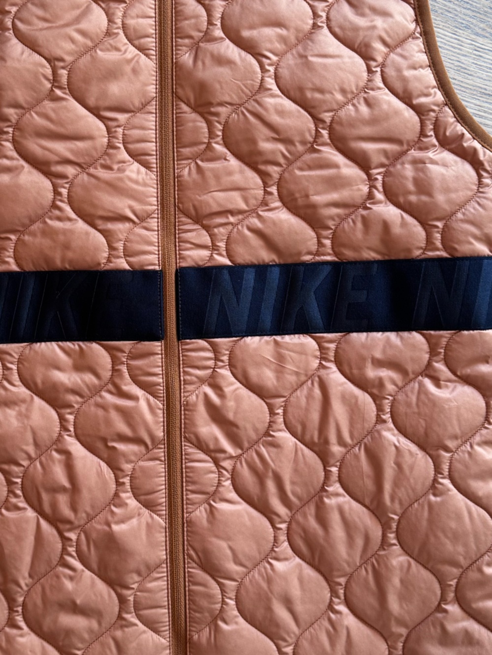 Nike Women’s Quilted Copper-Orange Vest with Black Band - Picture 3 of 9